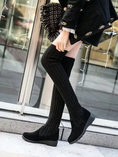 Bottines Bottes Chaussures Noir Femme Neige Fourrure Cuir Synthetique CZ339