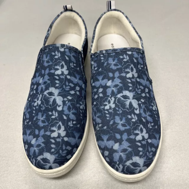 Easy Spirit Women's Slip On Shoes Sneakers Blue Floral Patterns Size 9.5W