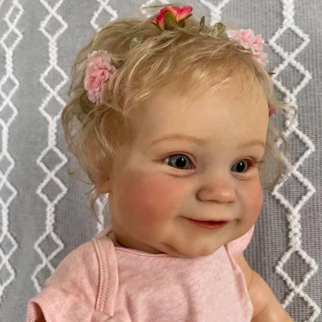 60CM REBORN TODDLER Cute Girl Doll with Rooted Blonde Hair Soft Body