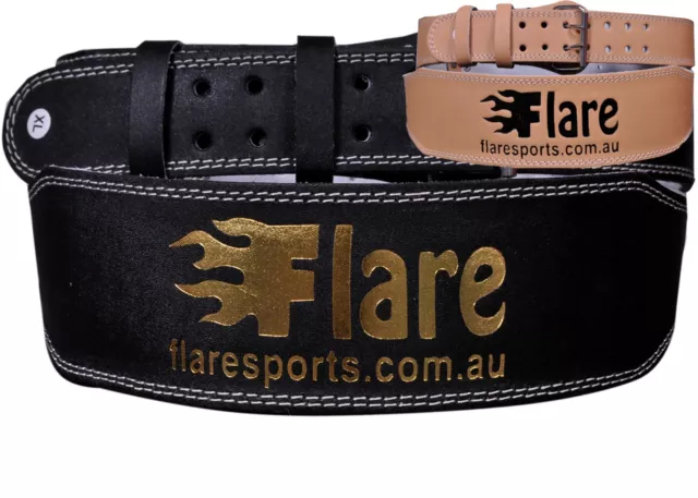 Flaresports Weight Lifting Belt Gym Training Back Support Power leather 4"