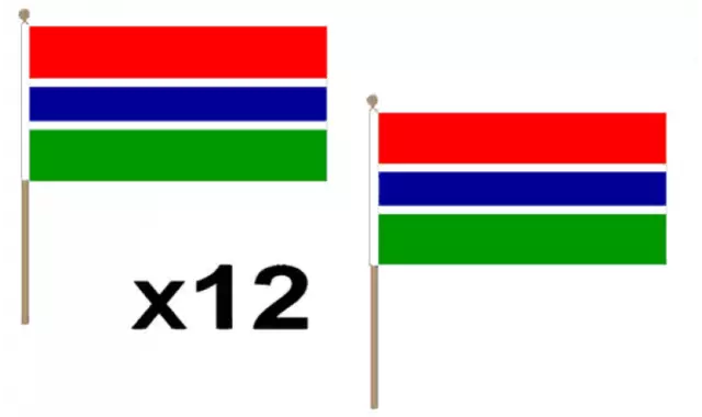 Pack Of 12 Gambia Hand Flags 9 x 6" - Party Conferences Office Display