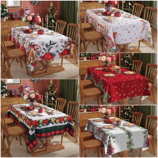 Au Christmas Tablecloth Table Rectangle Cover Xmas Party Waterproof Decoration