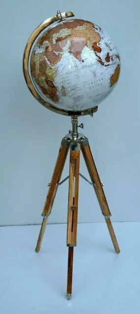 Modern Floor Standing Globe With Wooden Tripod - World Map Globe With Stand