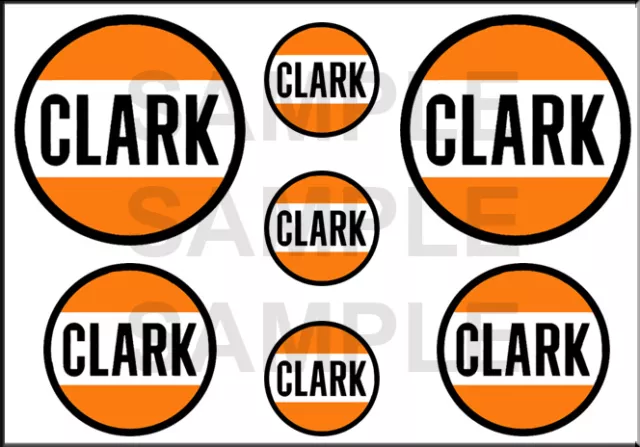 1 1/2 3/4 Inch Clark Gasoline Gas Station Model Diorama Sign Decals Stickers