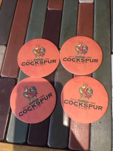 4 Cockspur Rum Pub Brauerei Biermatte Untersetzer X4 Hahn Vogel Bar Mann Höhle