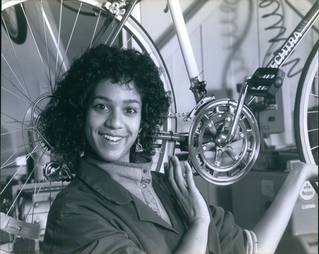 VINTAGE YOUNG ACTRESS Poses With Suspended Three Speed Bicycle Tv 8X10 