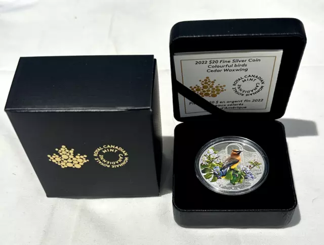 2022 RCM Cedar Waxwing -Colourful Birds' Prf $20 Fine Silver Coin OGP & COA