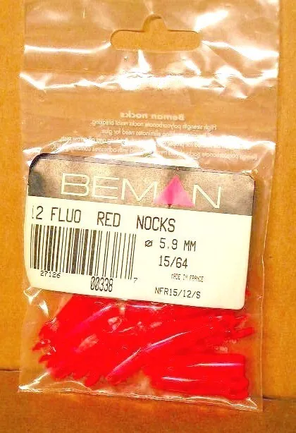 Original Beman Carbon Arrow Replacement Nocks - 15/64" - Flo. Red - New Pack