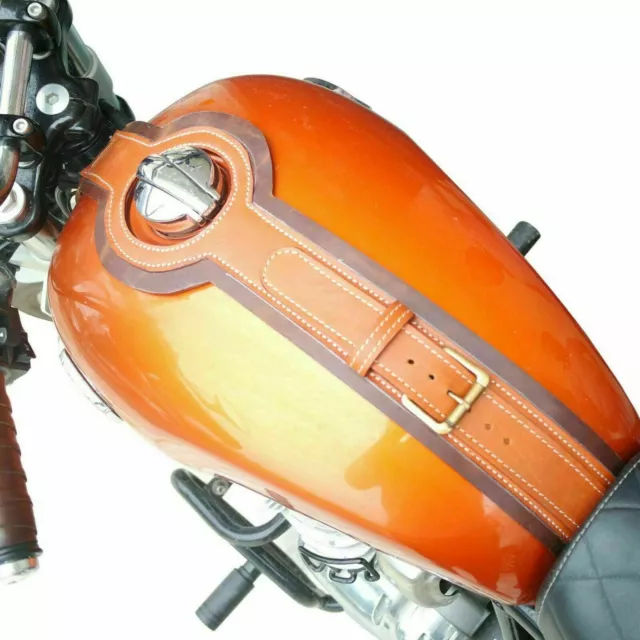 Originale Pelle Carburante Serbatoio Protezione Pastiglia Tan Colore Reale