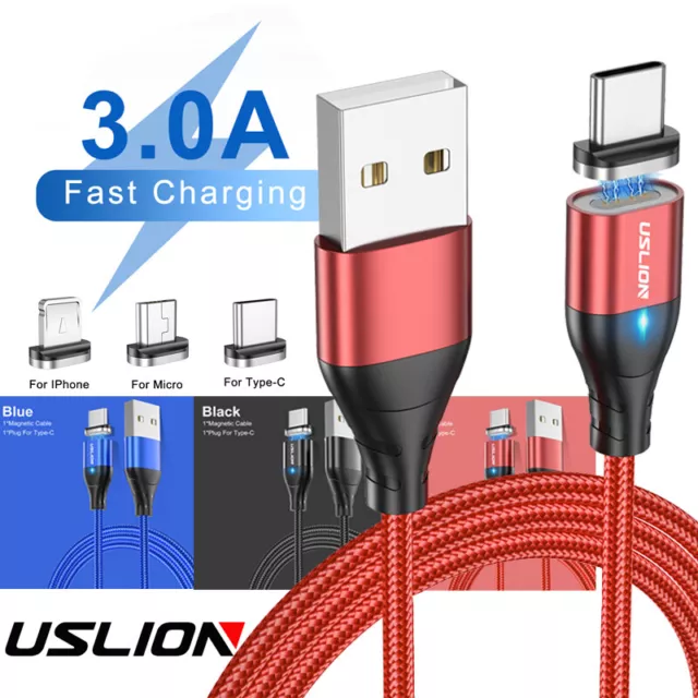 3A Fast Charging Magnetic Cable Data Sync for Type C Micro USB Huawei Samsung LG