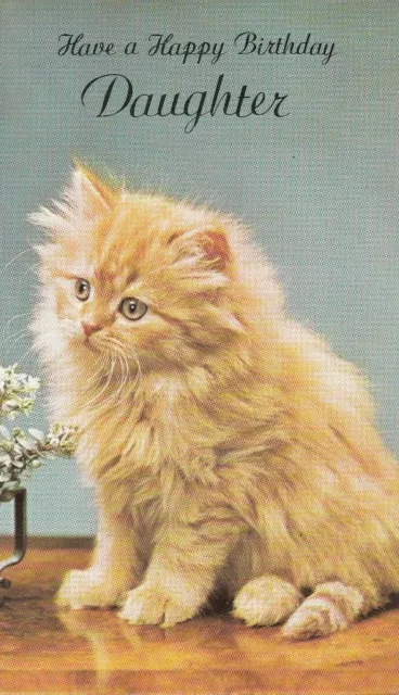 Daughter Happy Birthday Vintage 1970's Greeting Card Cute Ginger Kitten Cat