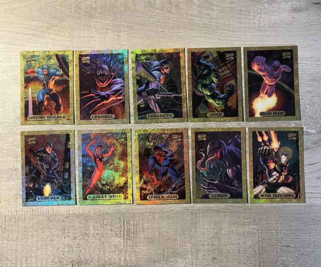 1994 Marvel Masterpieces Gold Holofoil Complete Set 1-10