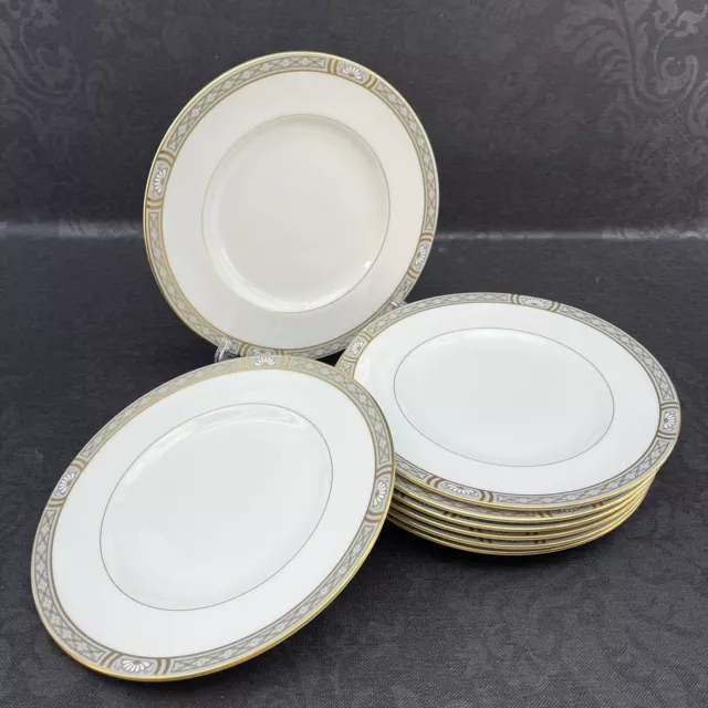 Royal Worcester Grey Mountbatten 8” Salad Plate Set Of 4 Bone China UK