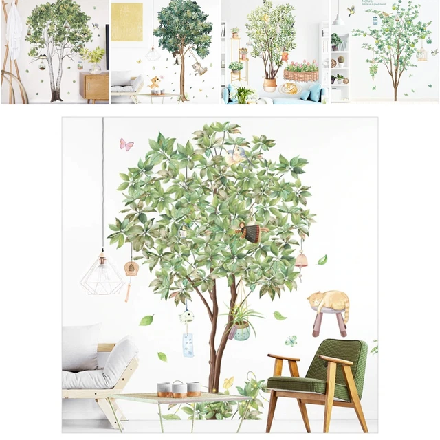 PVC Birch Tree Wall Stickers Set Easy to Peel Install Removable for Living Room
