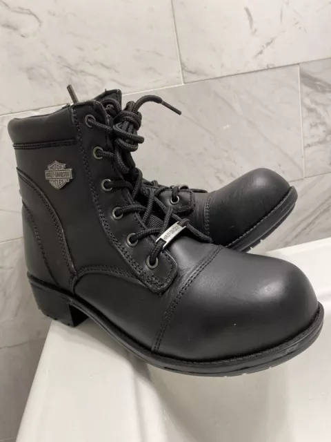 Harley-Davidson Women’s Raine Steel Toe Motorcycle side zip Boots #D83883 USA 9