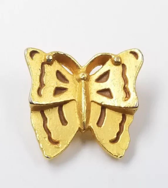 Vintage Butterfly Gold Tone Enamel Lapel Pin Tie Tack Insect Jewelry