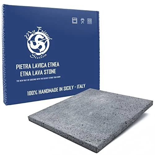 Plaque réfractaire pour pizza en pierre de lave de l'Etna 39x35x2 cm  Fabriqué