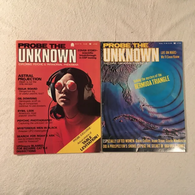 Probe the Unknown Magazine Paranormal UFO Aliens 2 Issues March & July 1975 Rare