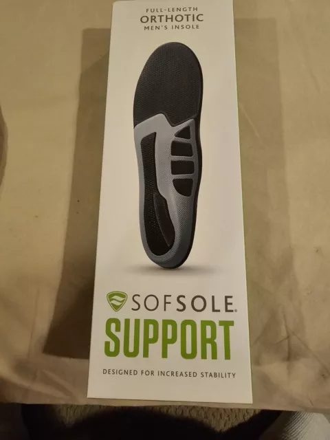 Nib Mens Sofsole Support Full Length Orthotic Insole Size 9-10.5