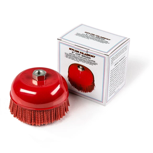 6 Cup Brush Nylon Filament 5/8 11 Thread 2500 max. RPM Nylon  Cup Brush New US