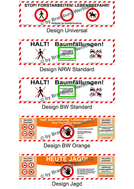 3 Absperrbanner Für Forst, Holzrücker, Baumfällung