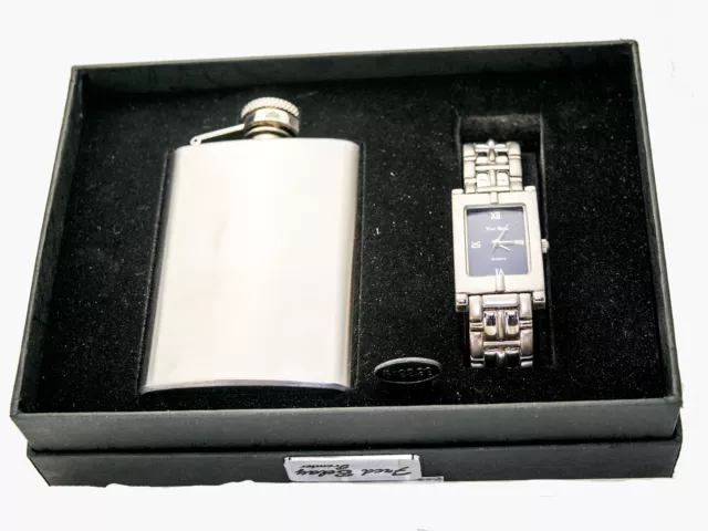 Fred Belay: Men's Gift Set, Stainless Steel Flask With  Analog Quartz Watch