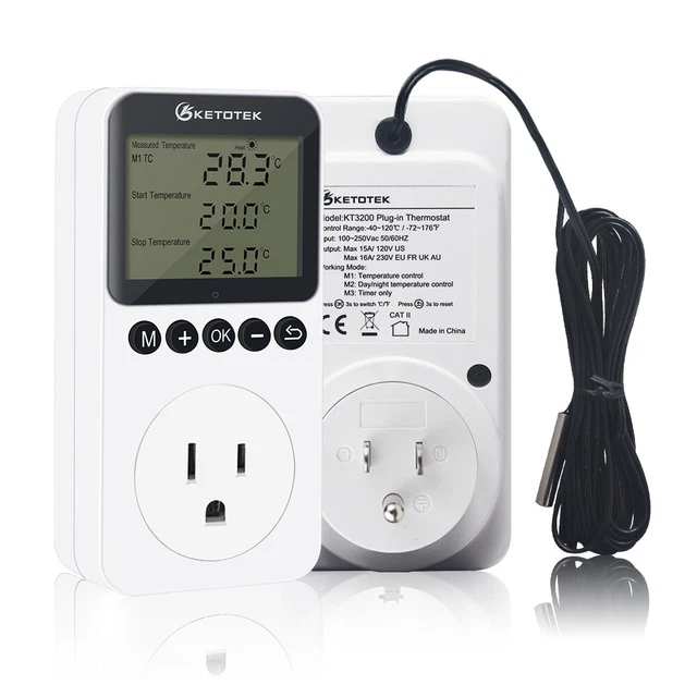 DIGITAL TEMPERATURE CONTROLLER Thermostat Timer Switch Socket Day/Night