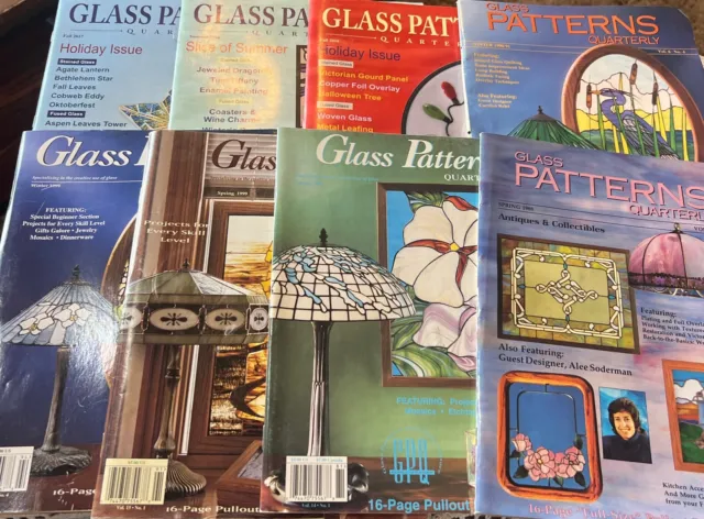 LOT of 8 Glass Patterns Quarterly Magazines Stained Glass 1988-2017 Various