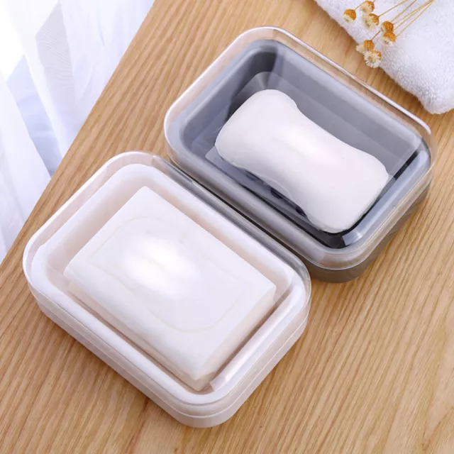 2 Pcs Soap Holder Storage Case with Lid Bathroom Student Simple