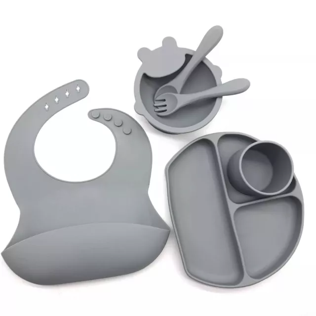 Juego de baberos de silicona fácil de limpiar tazón de succión cuchara suave