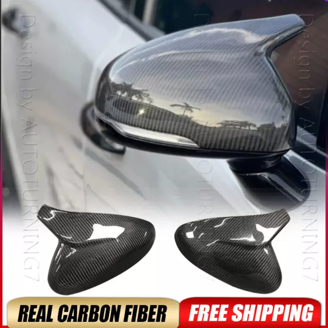 DRY CARBON FIBER Rearview Side Mirror Cover Caps Add For Kia Stinger 2018-2023