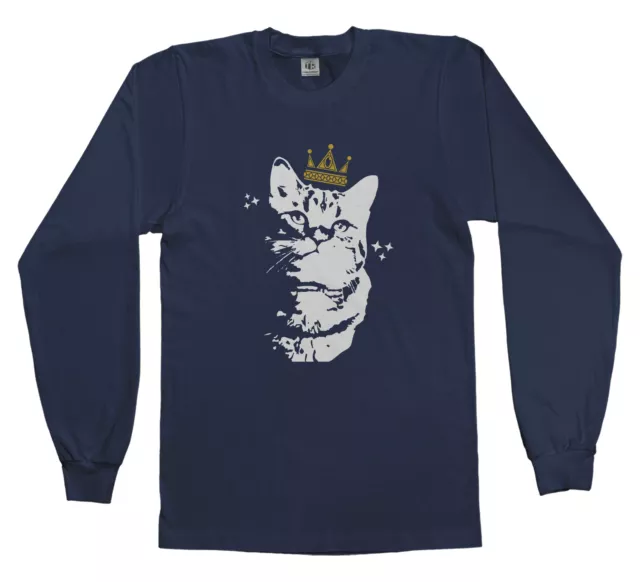 T-shirt à manches longues chat avec couronne jeunesse mignon amoureux des animaux de compagnie cadeau d'anniversaire
