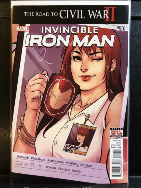 Invincible Iron Man #10 (2015 Marvel) 2016 2nd Riri Williams - We Combine Ship
