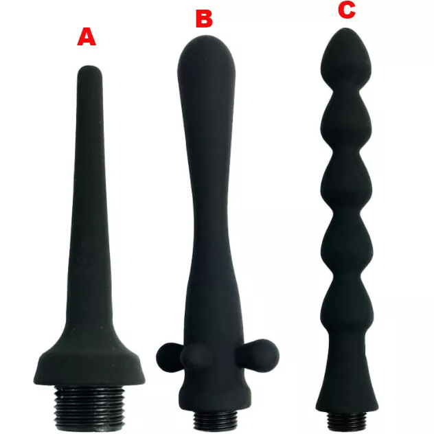 Black Silicone Enemator Anal Cleaning Anal Cleaner Shower Douche Head