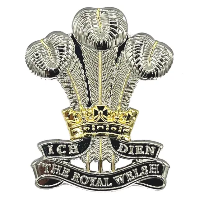 Royal Welsh Beret Cap Badge  British Military - Brass Base Metal