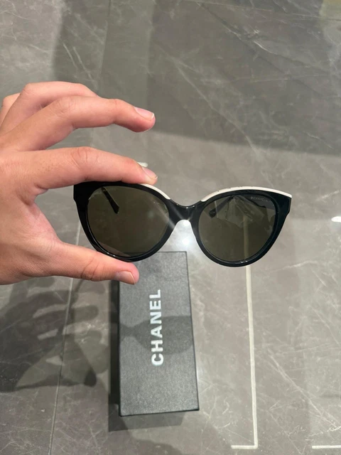 NEW CHANEL CH5414 Black & Beige Acetate Butterfly Sunglasses 100% Authentic