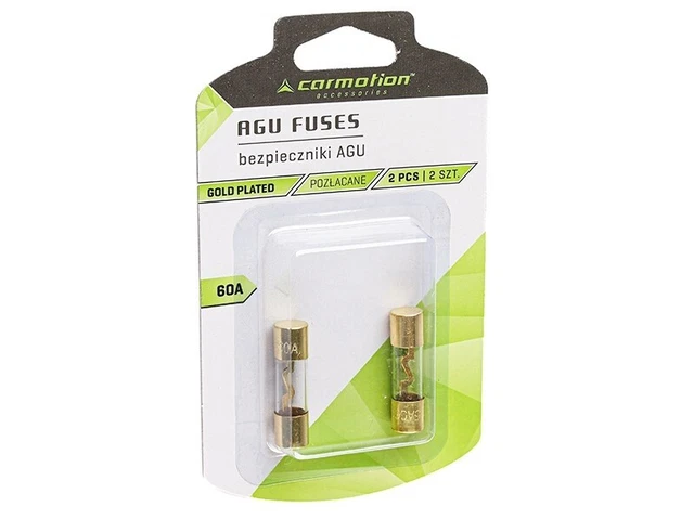 Agu Sécurité 2 Pièce 60A Or Couvert Auto Puissance Protection Ligne Glas Tube
