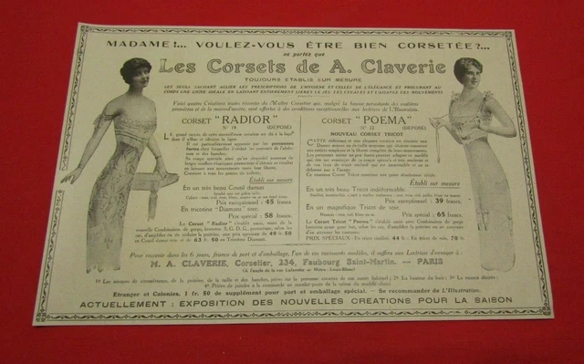 Advertising Pub Publicite Ancienne Advert 9.2 Les Corsets De A. Claverie Poema