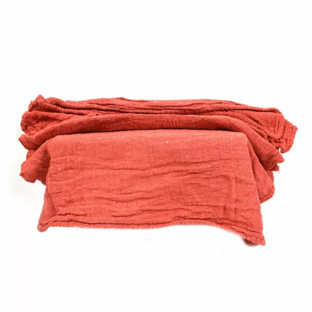 PT722 12 Inch x 14 Inch Red Shop Towel - 100% Cotton - 3/Pack