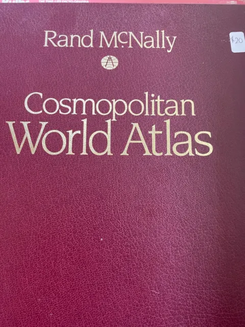 Old Large  Rand McNally Cosmopolitan World Atlas Book Maps of States & World