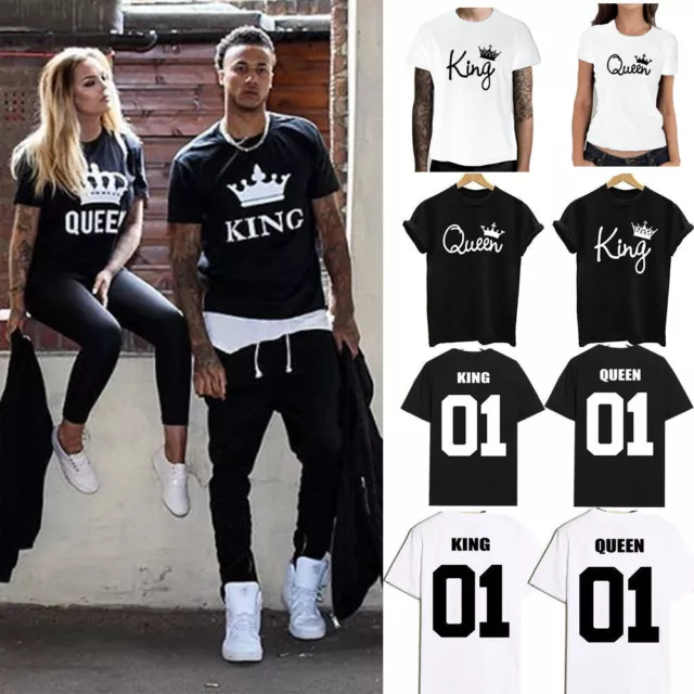 Couple T-Shirt The King and Queen Valentine Love Matching Unisex Men Women Tops