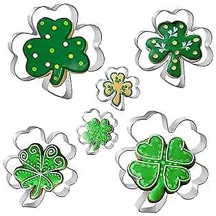 Shamrock Cookie Cutters Set, 6 Pieces St. Patrick's Day Clover,Four Leaf