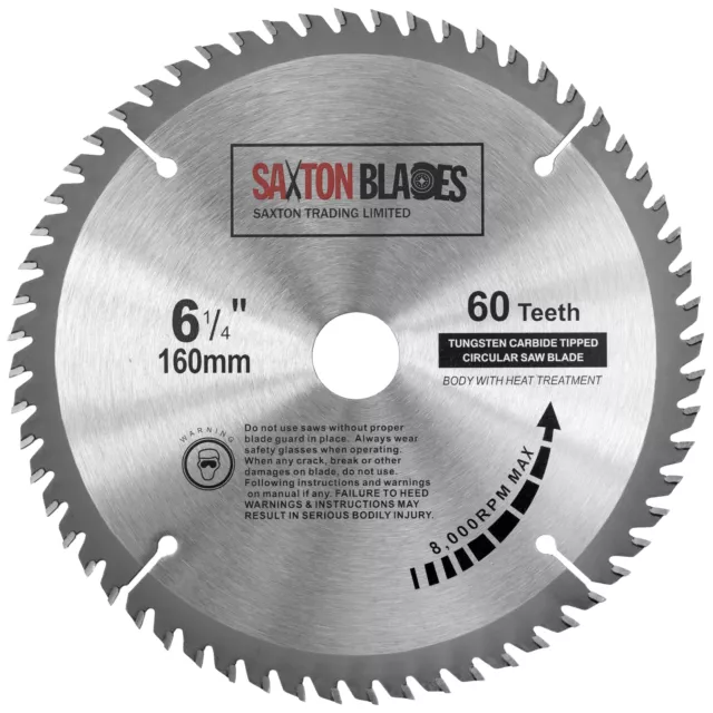 Saxton TCT Circular Saw Wood Blade 160mm x 20mm x 60T for Festool TS55, Makita