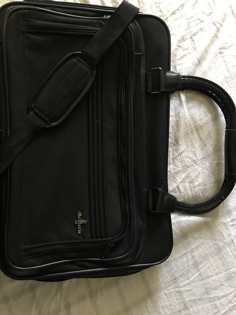 Vintage Atlantic Luggage Travel Bag Carry On Overnight Deep Black With Strap