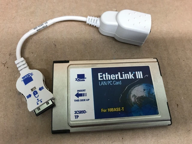 3COM 3C589D-TP W/CABLE 10bt PCMCIA W/Dongle RJ45 (25 Available ...