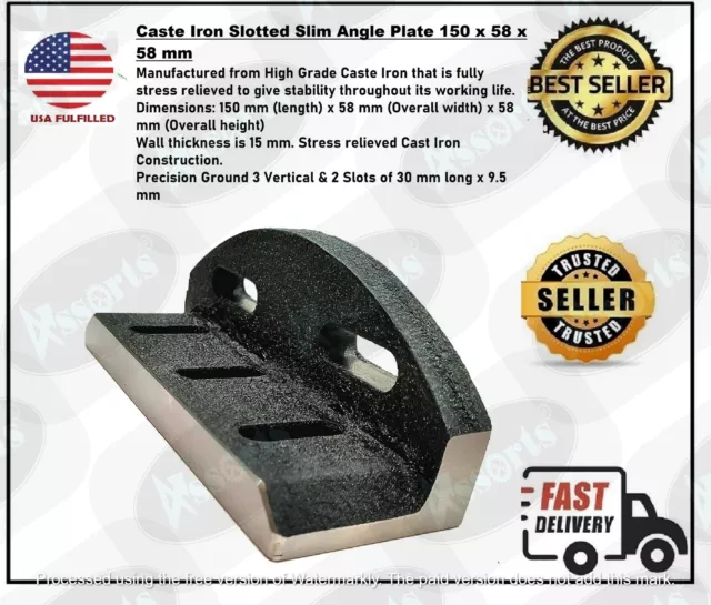 Caste Iron Slotted Slim Angle Plate 150 x 58 x 58 mm-  USA FULFILLED