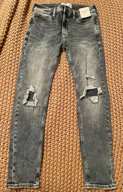 Abercrombie Kids Boys 13/14 Slim Super Skinny Blue Denim Jeans