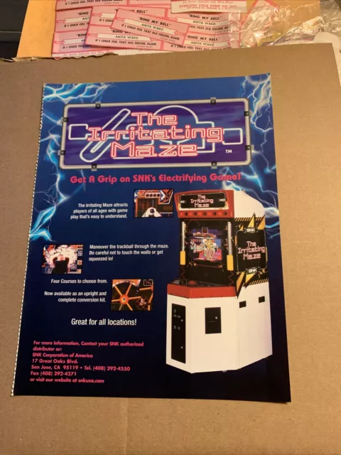 original 11-8” 1998 The Irritating Maze Snk Neo Geo Video ARCADE GAME FLYER AD