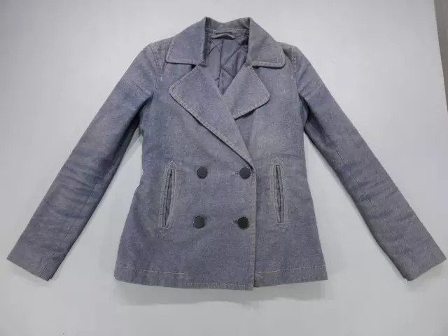 ATM Anthony Thomas Melillo Womens XS Denim Double Breasted Peacoat Insulated