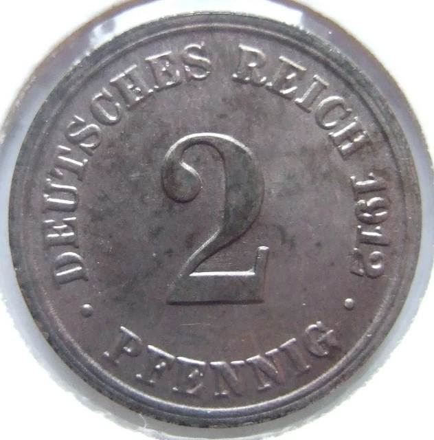 Moneta Reich Tedesco Impero Tedesco 2 Pfennig 1912 D IN Uncirculated